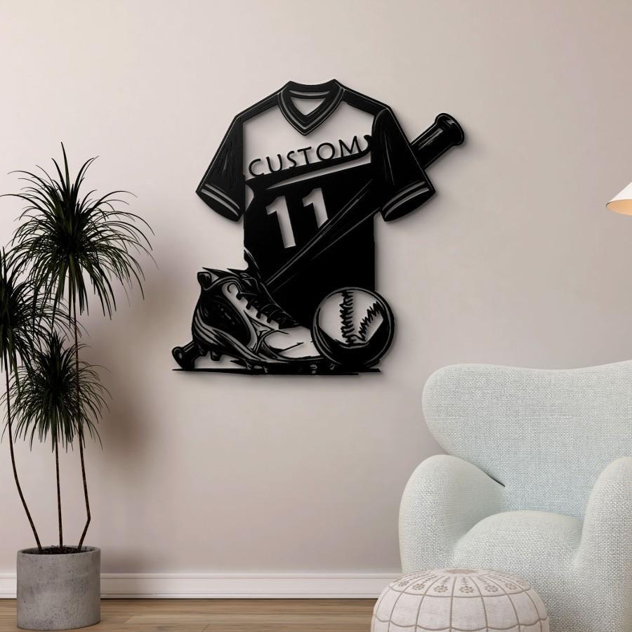 Personalized Baseball Jersey Metal Wall Art Black | Moonarch Sports Wall Art