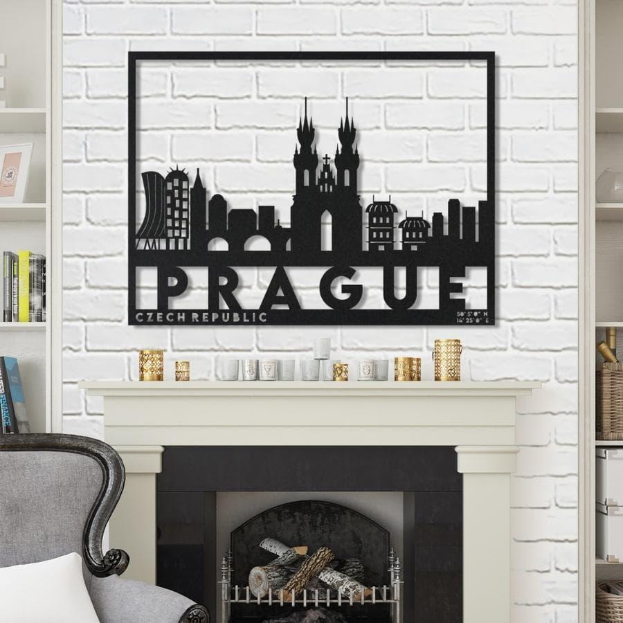 Prague City Metal Wall Art Decor Black | Moonarch Metal Wall Decor