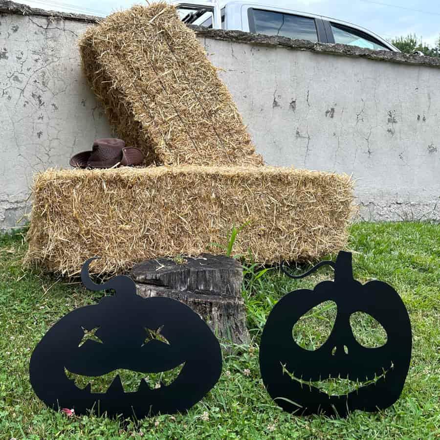 Pumpkins Metal Yard Art and Halloween Decor Black | Moonarch Halloween Decor