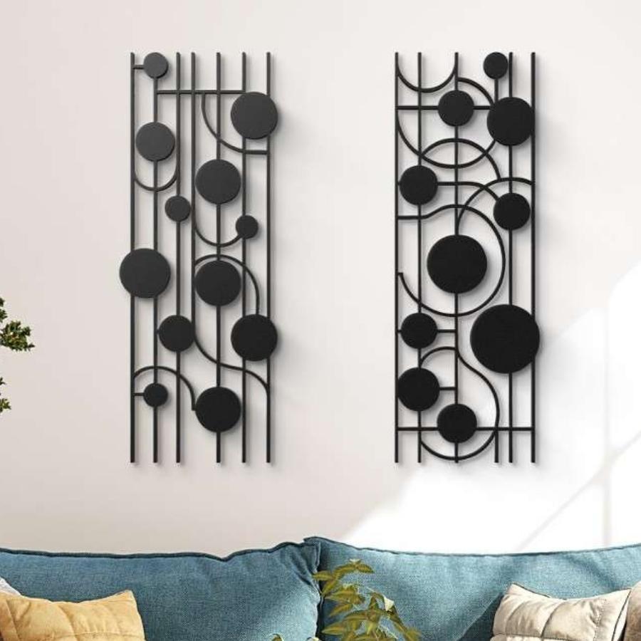 Rhythmic Mid Century Metal Wall Art Set Of 2 Black | Moonarch Mid Century Wall Art