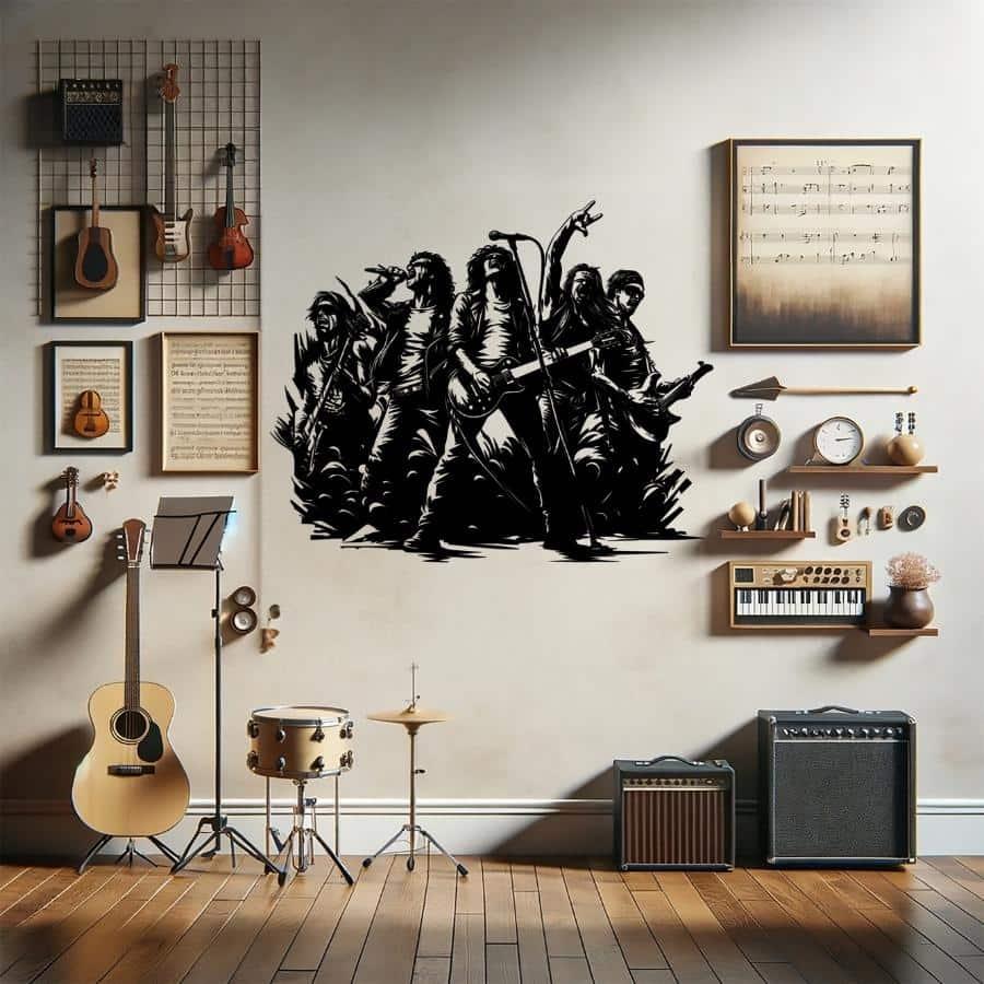 Rock n Roll Concert Metal Wall Art Black | Moonarch Music Wall Art