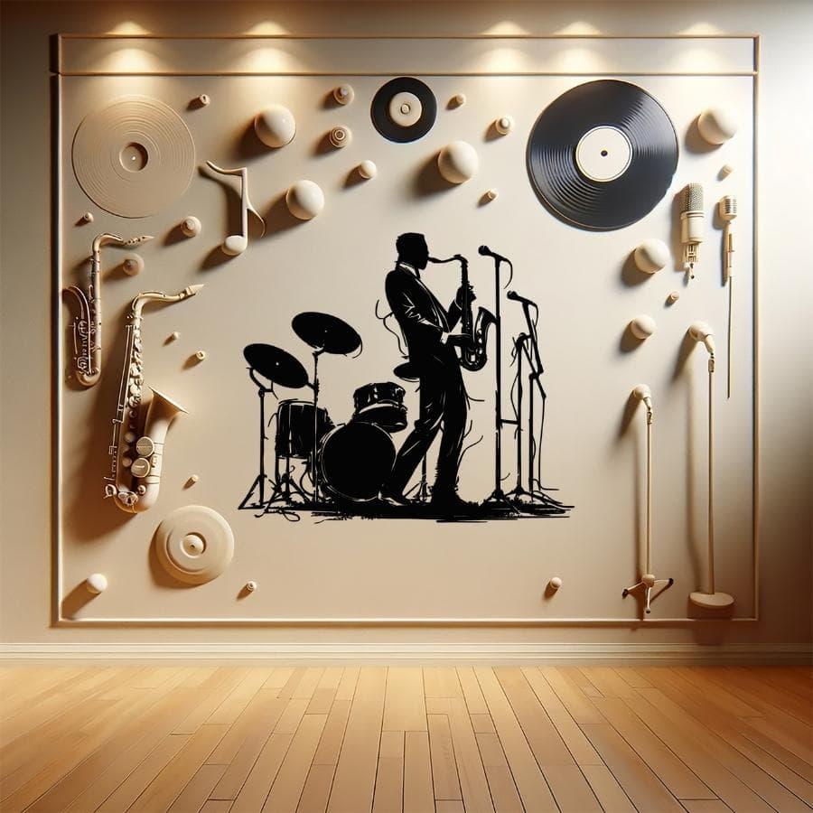 Sax Player Metal Wall Art Black | Moonarch Music Wall Art