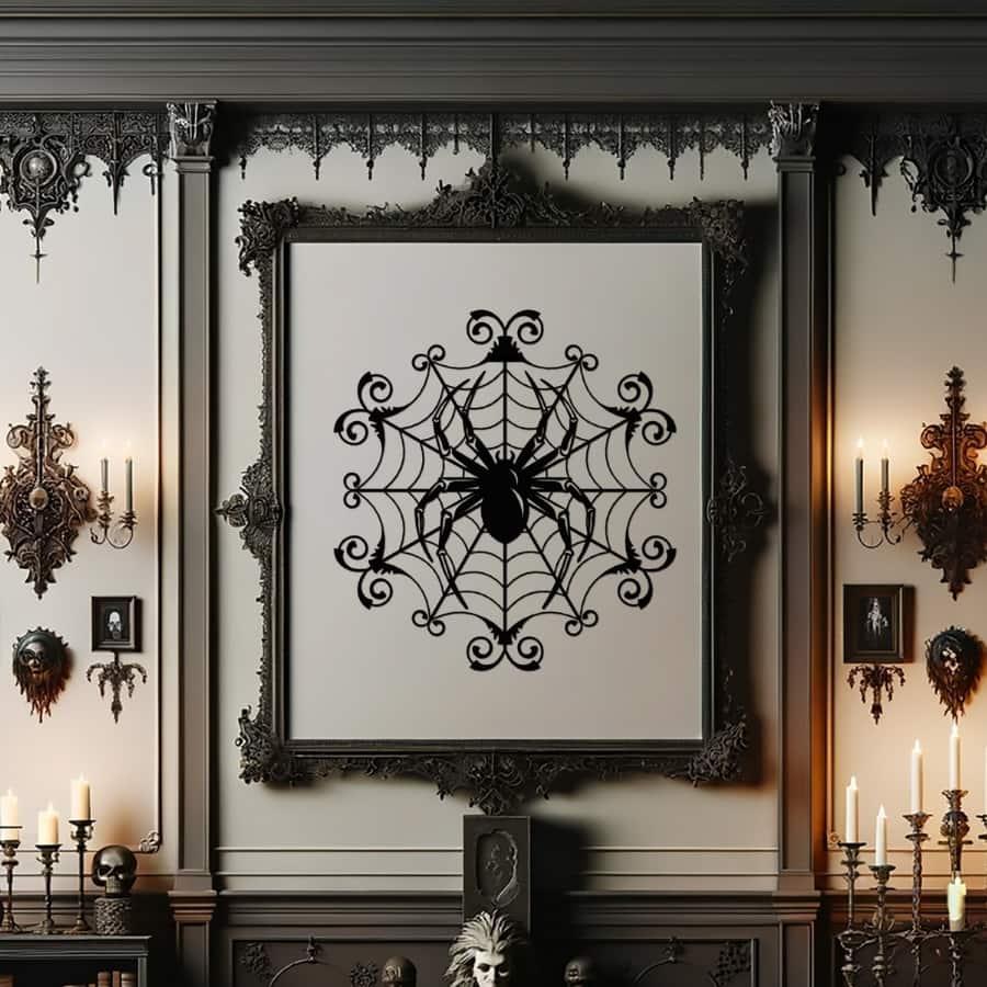 Spider Web Gothic Metal Wall Art Black | Moonarch Gothic Wall Art