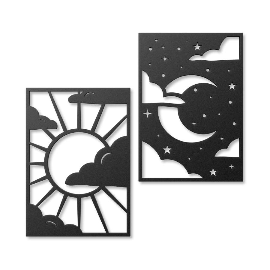 Sun and Moon Metal Wall Art Decor Black | Moonarch Metal Wall Decor