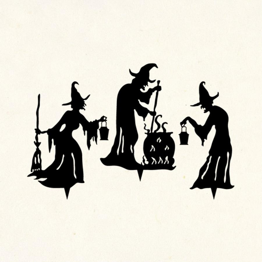 Three Witches Metal Yard Art, Halloween Decor Black | Moonarch Halloween Decor