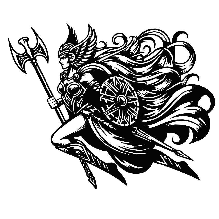 Valkyrie With Shield Metal Wall Art Black | Moonarch Viking Wall Art