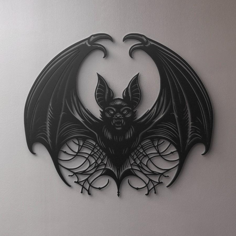 Vampire Bat Metal Wall Art Black | Moonarch Gothic Wall Art