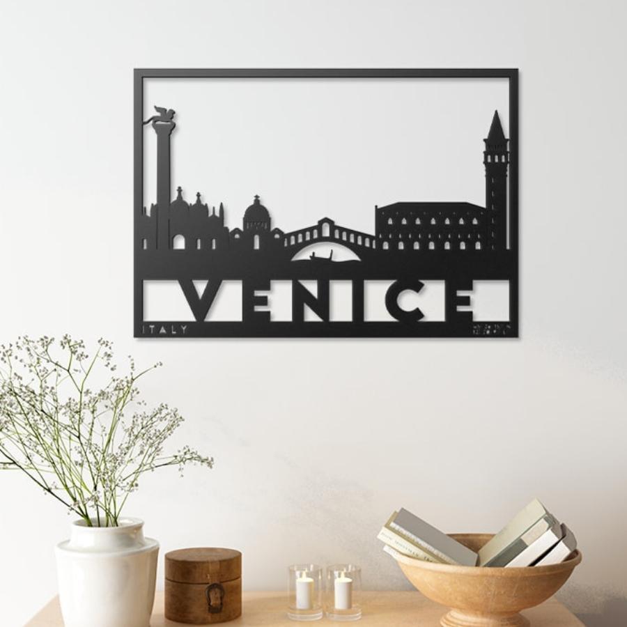 Venice City Silhouette Metal Wall Art Decor Black | Moonarch Metal Wall Decor