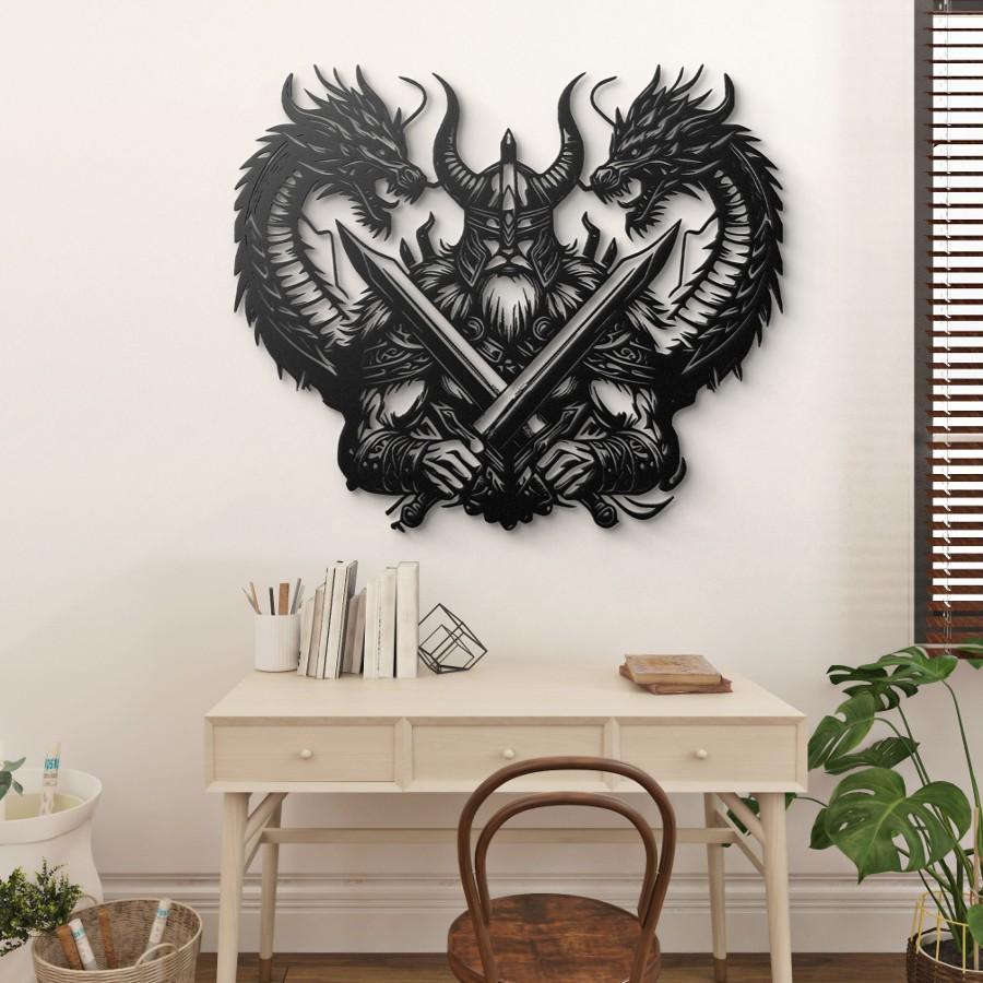 Viking Dragons Metal Wall Art Black | Moonarch Viking Wall Art