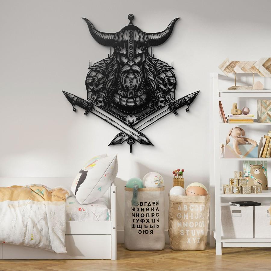 Viking Skull Metal Wall Art Black | Moonarch Viking Wall Art