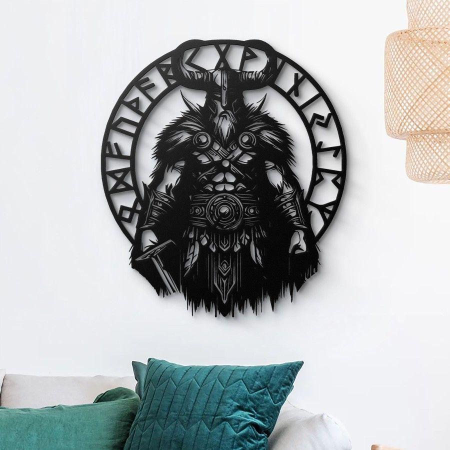 Viking Vegvisir Metal Wall Art Black | Moonarch Viking Wall Art