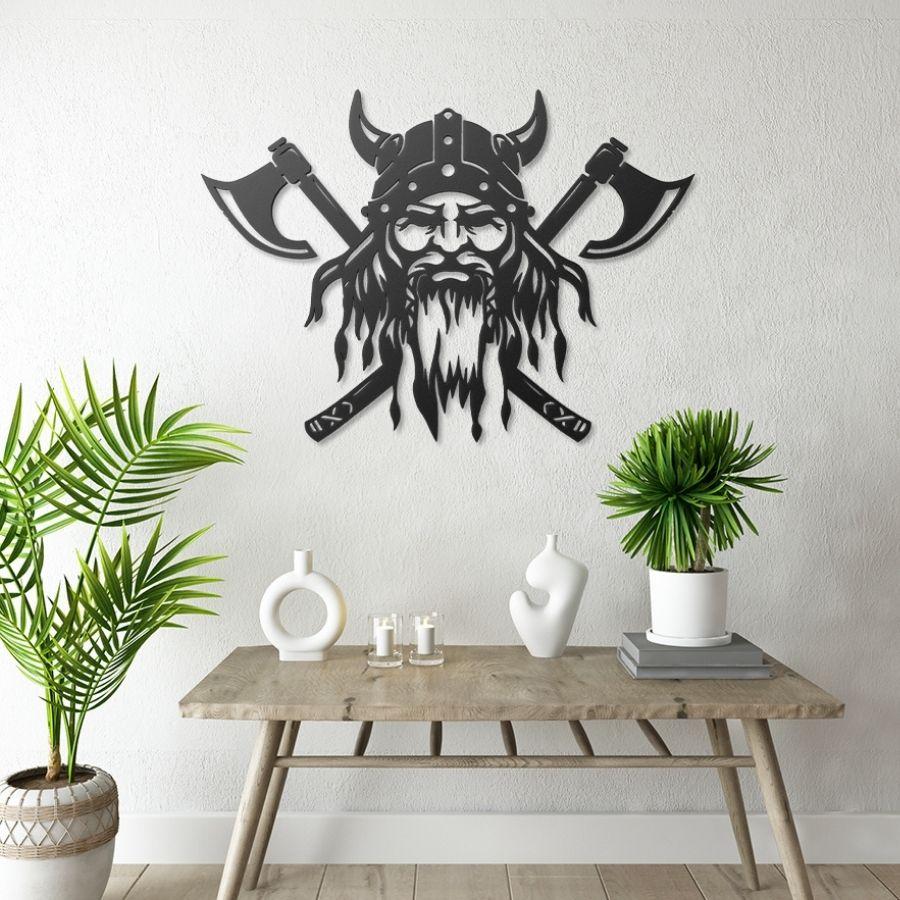 Viking Warrior Metal Wall Art Decor Black | Moonarch Viking Wall Art