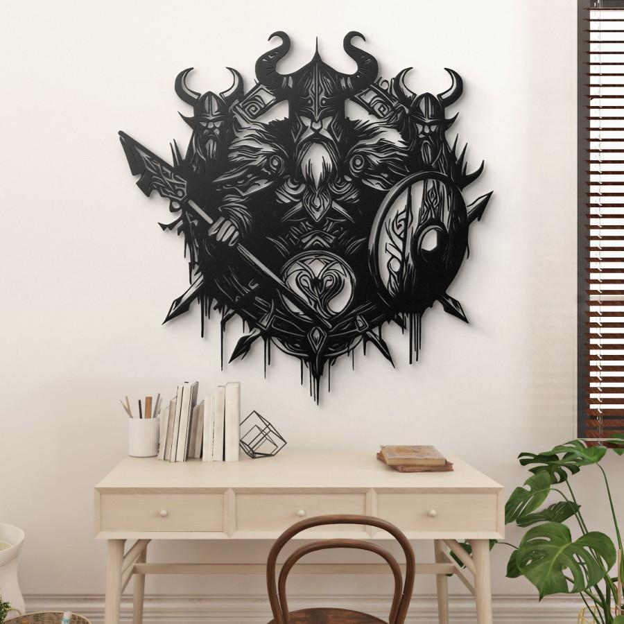 Viking Warriors Metal Wall Art Black | Moonarch Viking Wall Art