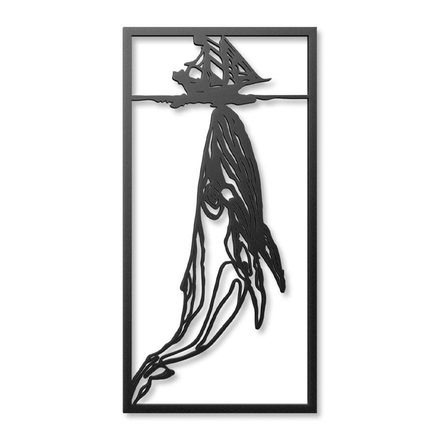 Whale and Boat Metal Wall Art Decor Black | Moonarch Metal Wall Decor