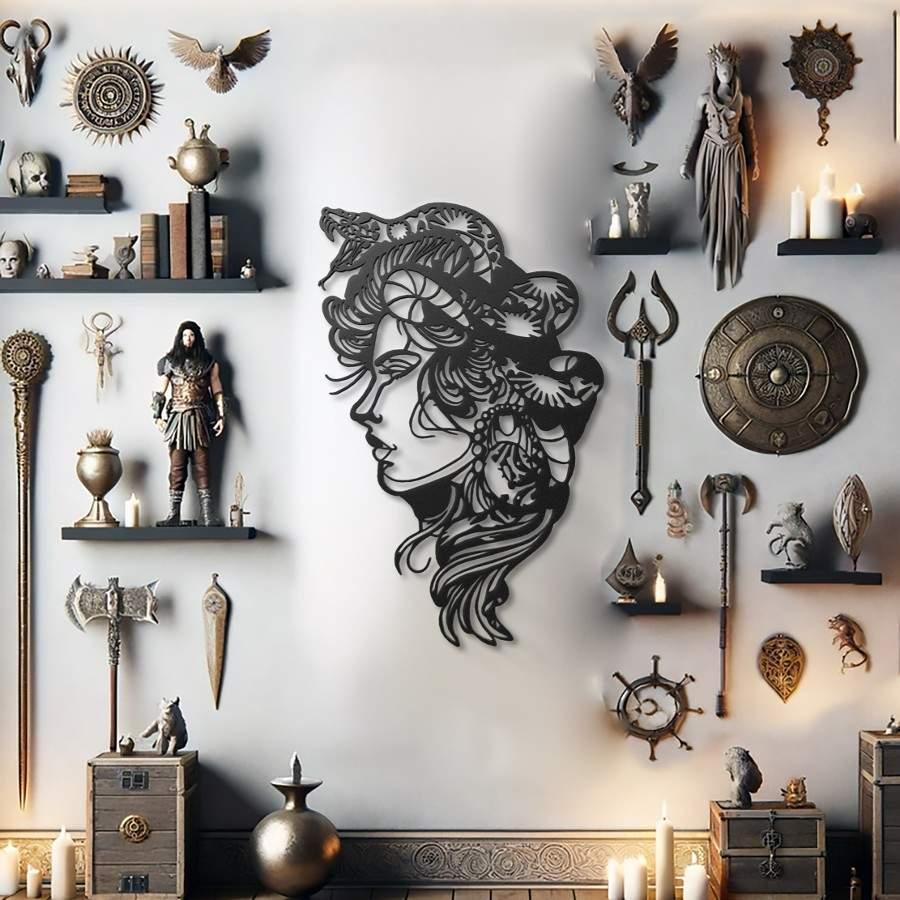 Woman Snake Head Metal Wall Art Decor | Moonarch Metal Wall Decor