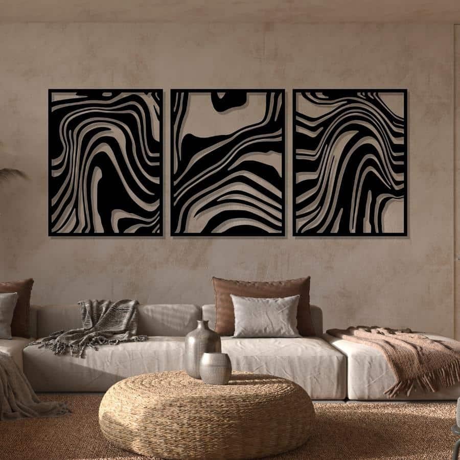 Zebra Pattern Metal Wall Art Decor Set of 3 | Moonarch Metal Wall Decor