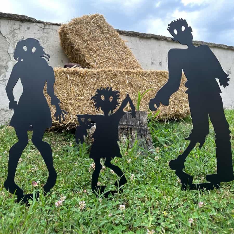 Zombie Family Metal Yard Art, Halloween Decor Black | Moonarch Halloween Decor