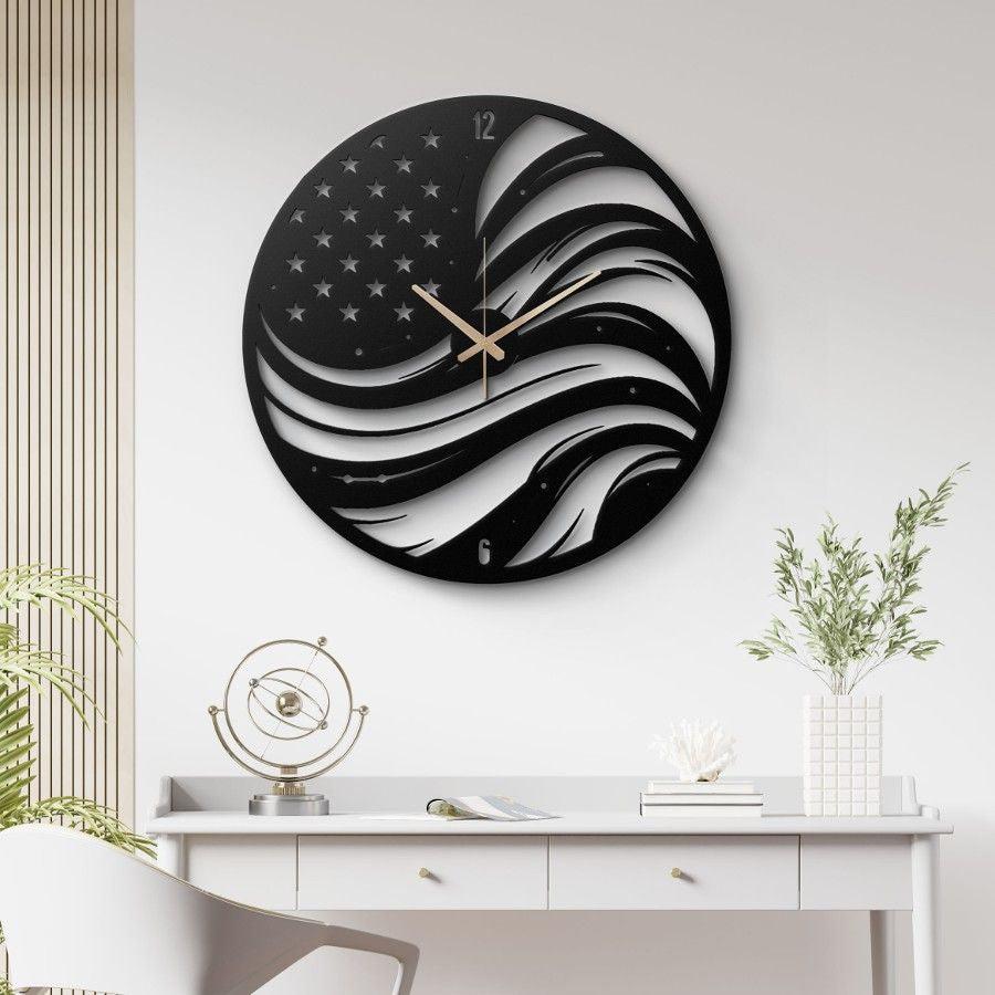 American Flag Metal Wall Clock | Moonarch Metal Wall Clock