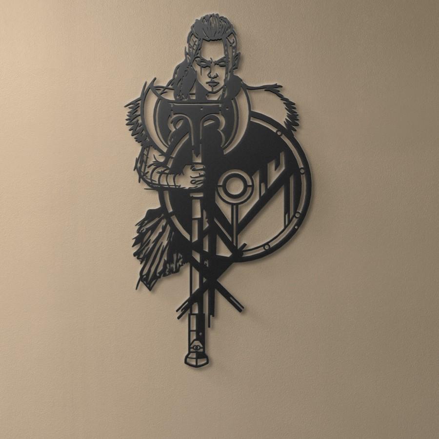 Valkyrie Viking Metal Wall Art Decor Black | Moonarch Viking Wall Art