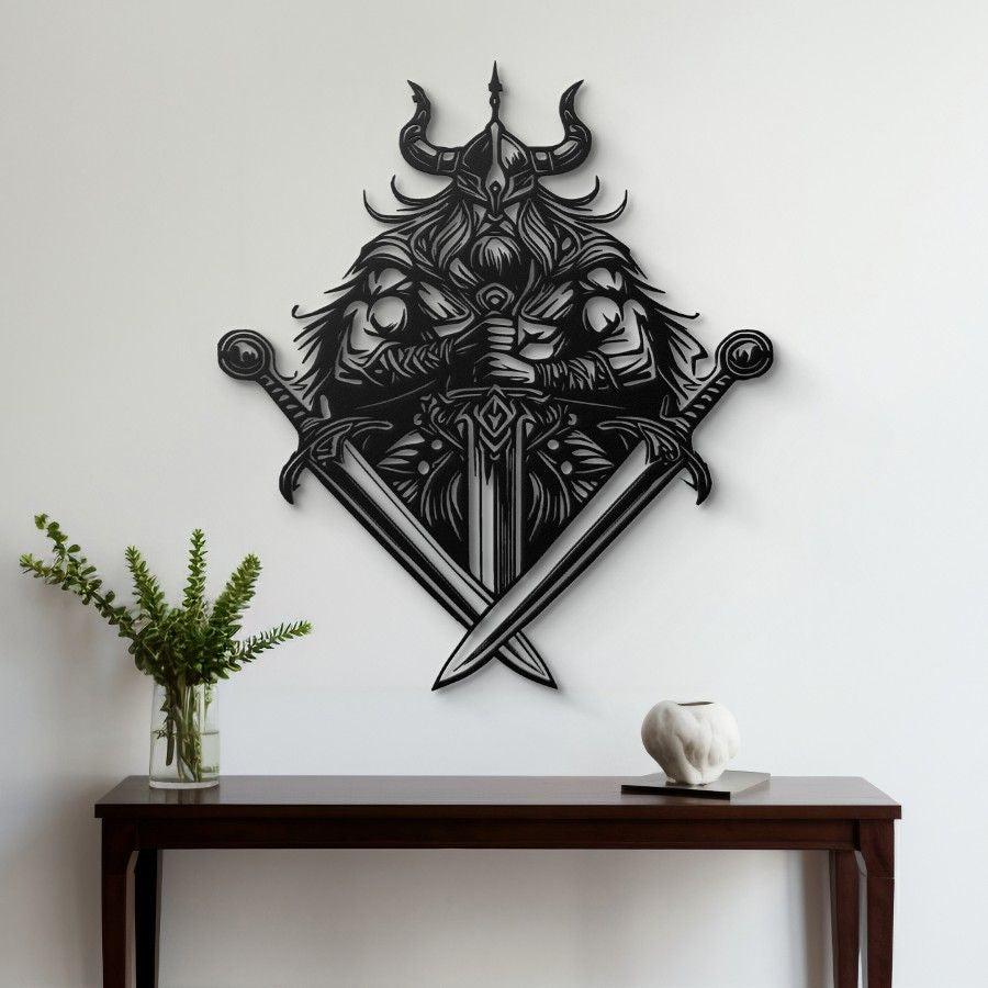 Viking Swordsman Metal Wall Art Black | Moonarch Viking Wall Art